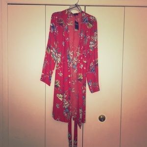 Tropical Floral-Printed Tie-Up Kimono